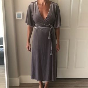 Velvet maxi wrap dress from Zara, size S